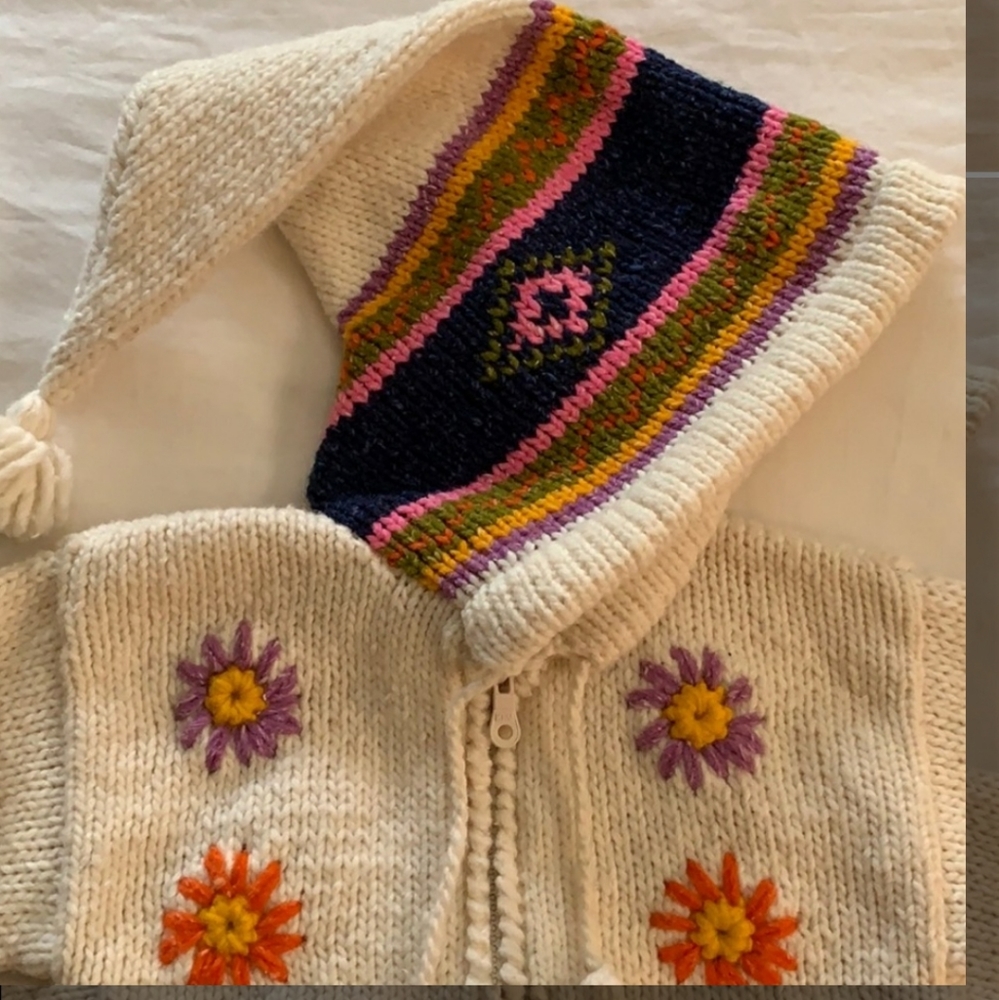 Invisible world Hygge Sweater made in ALASKA Very warm and so unique. World hat